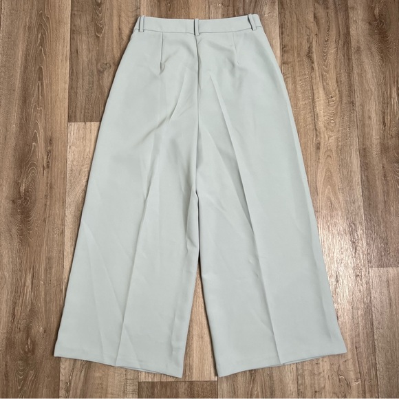 ZARA WOMAN MENSWEAR STYLE WIDE LEG PANTS GREEN / BLUE Pastel Size M - Picture 11 of 15